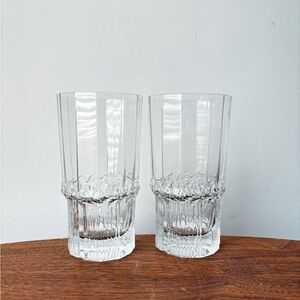Iittala  Pallas High Ball Crystal Glasses Scandinavian Mid Century Art Glass Mod